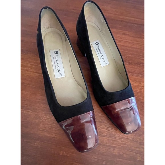 Etienne Aigner Pumps Dress Shoes Size 7.5  Two Toned Black & Brown - Picture 2 of 14